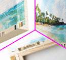 Playa Fronton, Dominican Republic Watercolor Print, Vacation Gift, Dominican Republic Wall Art, Beach Painting, Beach Decor, Large Wall Art, Wood Frame Art