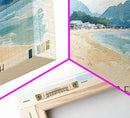 Zamami Beach, Japan Watercolor Beach Print, Vacation Gift, Japan Wall Art, Framed Canvas Print, Framed Beach Painting