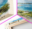 Botany Bay, United Kingdom Watercolor Print, Vacation Gift, United Kingdom Wall Art, Beach Painting, Beach Decor, Large Wall Art, Wood Frame Art