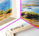 Ithaca, Greece Watercolor Print, Vacation Gift, Greece Wall Art, Beach Painting, Beach Decor, Large Wall Art, Wood Frame Art