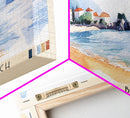 Petrovac Beach, Montenegro Watercolor Beach Print, Vacation Gift, Montenegro Wall Art, Beach Painting, Beach Decor, Beach Painting