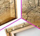 Houston Vintage Map Print, Framed Canvas, Houston Map, Texas Map Art, Houston City Road Map Poster, Vintage Map