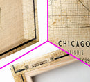 Distressed Chicago map print poster or framed canvas, Illinois road map print poster canvas, Chicago city map print poster canvas