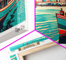 Tampa Florida Panoramic Travel Poster Framed Canvas Print, Mid Century Modern Art, Pop Art Style, Wall Art, Living Room Decor, Home Decor