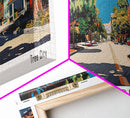 Concord California Panoramic Painting, Mid Century Modern Framed Canvas Print, Retro Pop Art Travel Poster, City Wall Decor, Office Decor