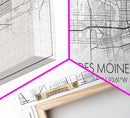 Des Moines Street Map, Iowa Map, Map Print, Minimalist Art, Wall Art, Canvas Art, Girls Bedroom Décor, Dorm Room Décor, Gift For Dad, Office