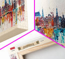 Amsterdam Netherlands Travel Art, City Art, Framed Canvas Print or Metal Wall Art, Europe Travel Poster, Panoramic Wall Art, Extra Wide Wall Art
