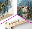 Klagenfurt Austria Panoramic Travel Poster, Framed Canvas Print or Metal Wall Art, Travel Art, Home Decor, Panoramic Painting, Midcentury Art