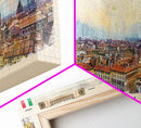Turin Italy Panoramic Travel Poster, Framed Canvas Print or Metal Wall Art, Travel Art, Home Decor, Panoramic Painting, Midcentury Art