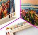 Huelva Spain Panoramic Travel Poster, Framed Canvas Print or Metal Wall Art, Travel Art, Home Decor, Panoramic Painting, Midcentury Art