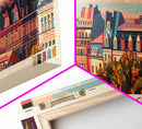 Leipzig Germany Panoramic Travel Poster, Framed Canvas Print or Metal Wall Art, Travel Art, Home Decor, Panoramic Painting, Midcentury Art