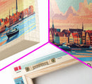 Aalborg Denmark Wall Art, Panoramic Travel Poster, Panoramic Framed Canvas Print, City Wall Art, Wall Hanging Home Decor, Travel Art