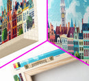 Brussels Belgium Panoramic Travel Poster, Framed Canvas Print or Metal Wall Art, Travel Art, Home Decor, Panoramic Painting, Midcentury Art