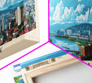 Krasnoyarsk Russia Travel Art, City Art, Framed Canvas Print or Metal Wall Art, Europe Travel Poster, Panoramic Wall Art, Extra Wide Wall Art