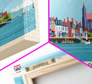 Newport United Kingdom Travel Print Wall Art, Panoramic City Art, Travel Art, Wall Decor, Vacation Gift, Framed Canvas Print Or Metal Art
