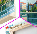 Podgorica Montenegro Travel Art, City Art, Framed Canvas Print or Metal Wall Art, Europe Travel Poster, Panoramic Wall Art, Extra Wide Wall Art