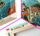 Slavonski Brod Croatia Panoramic Travel Poster, Framed Canvas Print or Metal Wall Art, Travel Art, Home Decor, Panoramic Painting, Midcentury Art