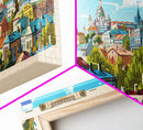 Stavropol Russia Panoramic Travel Poster, Framed Canvas Print or Metal Wall Art, Travel Art, Home Decor, Panoramic Painting, Midcentury Art