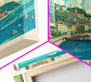 Trieste Italy Panoramic Travel Poster, Framed Canvas Print or Metal Wall Art, Travel Art, Home Decor, Panoramic Painting, Midcentury Art
