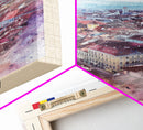 Piteti Romania Travel Poster Framed Canvas Print, Watercolor Painting, Scenic Wall Art, Home Decor, Romanian Cityscape, Classic Art