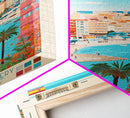 Alicante Spain Travel Poster Framed Canvas Print, Midcentury Modern Art, Pop Art Decor, Wall Art, Vacation Gift, Living Room Decoration, Scenic Print