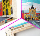 Bradford United Kingdom Travel Poster Framed Canvas Print, Midcentury Modern Art, Pop Art Wall Decor, Home Decor, Vacation Gift, Living Room Art