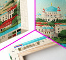 Grozny Russia Travel Poster Framed Canvas Print, Midcentury Modern Art, Pop Art Wall Decor, Scenic Wall Art, Living Room Decoration, Office Art