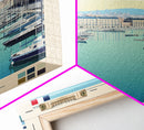 Le Havre France Travel Poster Framed Canvas Print, Midcentury Modern Art, Pop Art Wall Decor, Scenic Bedroom Art, Office Decoration