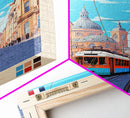 Lyon France Travel Poster Framed Canvas Print, Midcentury Modern Art, Pop Art Wall Decor, Scenic Bedroom Art, Office Decoration