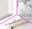 Panoramic Hong Kong City Map, China Art, Map Print, Minimalist Wall Art, Canvas Art, Housewarming Gift, Street Map Art, Closing Gift