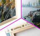 Lake Metigoshe North Dakota Framed Canvas Print, Lake House Decor, Panoramic Wall Art, Travel Poster, Serene Landscape Painting, Living Room Decor