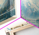 Lake Wenatchee Washington Framed Canvas Print, Lake House Decor, Panoramic Wall Art, Travel Poster, Landscape Painting, Contemporary Art