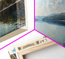 Laurel Lake Pennsylvania Framed Canvas Print, Lake House Decor, Panoramic Wall Art, Travel Poster, Landscape Painting, Bedroom Decor