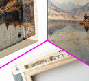 Lenore Lake Framed Canvas Print, Lake House Decor, Panoramic Wall Art, Travel Poster, Landscape Painting, Bedroom Decor