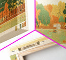 Canobie Lake New Hamphire Framed Canvas Print, Midcentury Modern Panoramic Wall Art, Living Room Decor, Pop Art, Travel Poster Art, Scenic Nature Painting