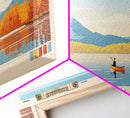 Great Sacandaga Lake New York Framed Canvas Print, Panoramic Art, Midcentury Modern, Pop Art, Bedroom Decor, Travel Poster, Lake House Art, Home Decor