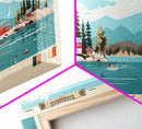 Gull Lake California Framed Canvas Print, Panoramic Art, Midcentury Modern, Pop Art, Bedroom Decor, Travel Poster, Lake View, Artistic Decor
