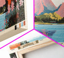 Halulu Lake Hawaii Framed Canvas Print, Panoramic Art, Midcentury Modern, Pop Art, Bedroom Decor, Travel Poster, Artistic Decor, Home Decor
