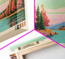Lake Cochituate Massachusetts Framed Canvas Print, Panoramic Wall Art, Midcentury Modern, Pop Art, Bedroom Decor, Travel Poster, Living Room Art
