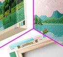 Lake Cumberland Kentucky Framed Canvas Print, Panoramic Art, Midcentury Modern, Pop Art, Living Room Wall Art, Travel Poster, Lake House Decor