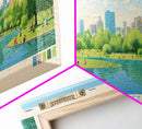 Lake Harriet Minneapolis Framed Canvas Print, Panoramic Wall Art, Midcentury Modern, Pop Art, Lake House Decor, Travel Poster, Living Room Art