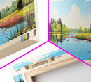Lake Itasca Minneapolis Framed Canvas Print, Panoramic Wall Art, Midcentury Modern, Pop Art, Lake House Decor, Travel Poster, Bedroom Art