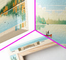 Lake Tewaukon North Dakota Framed Canvas Print, Panoramic Wall Art, Midcentury Modern, Pop Art, Living Room Decor, Travel Poster, Lake House Art