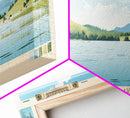Spofford Lake, New Hampshire Framed Canvas Print, Lake House Art, Midcentury Modern Decor, Pop Art, Travel Poster, Living Room Wall Art