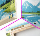 Tioga Lake, California Framed Canvas Print, Lake House Art, Midcentury Modern Decor, Pop Art, Travel Poster, Bedroom Wall Art