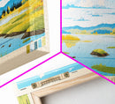 Tulemalu Lake, Nunavut Framed Canvas Print, Lake House Decor, Midcentury Modern Art, Pop Art, Travel Poster, Living Room Wall Art