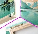 Tustumena Lake, Alaska Framed Canvas Print, Lake House Decor, Midcentury Modern Art, Pop Art, Travel Poster, Living Room Wall Art