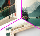 Twin Lakes, Alaska Framed Canvas Print, Lake House Art, Midcentury Modern Decor, Pop Art, Travel Poster, Bedroom Wall Art