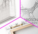 Madison City Map, Wisconsin Map, Map Art, Modern Art, Wall Art, Canvas Art, Unique Gifts, Large Wall Art, College Décor, Room Décor, Prints