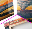 Colorful Volcano Eruption Printed on Framed Canvas, Vertical Landscape Art Print, Mountain Wall Art, 3D Canvas Art, Vertical Office Art